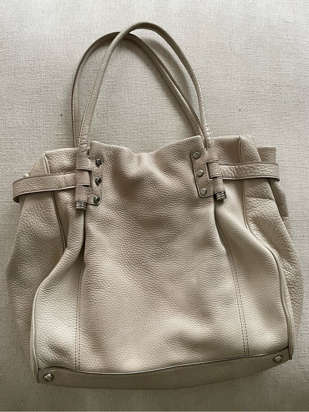 Banana Republic Neutral Pebbled Leather Tote Bag - Soft Cream